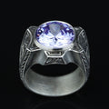 925 Sterling Silver Amethyst Ring for Men – Vintage Signet Style