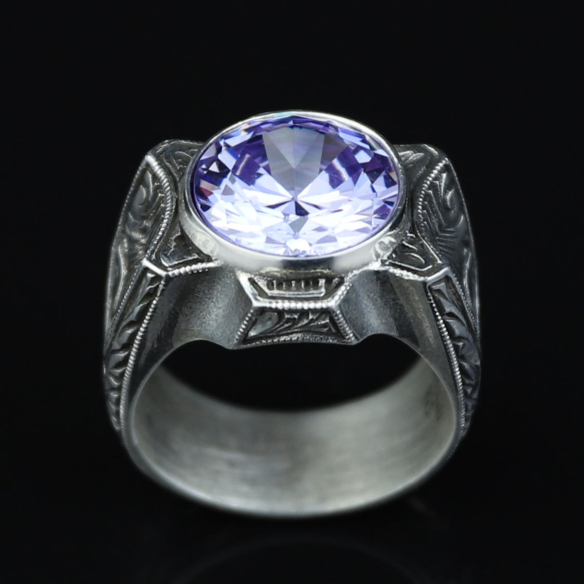 925 Sterling Silver Amethyst Ring for Men – Vintage Signet Style