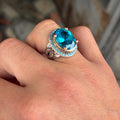925 Sterling Silver Oval Aquamarine Ring for Men
