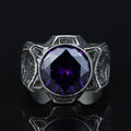 925 Sterling Silver Amethyst Ring for Men – Handmade Vintage Style