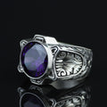 925 Sterling Silver Amethyst Ring for Men – Handmade Vintage Style