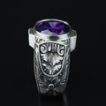925 Sterling Silver Amethyst Ring for Men – Handmade Vintage Style