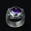 925 Sterling Silver Amethyst Ring for Men – Handmade Vintage Style