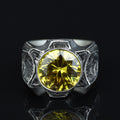 925 Sterling Silver Citrine Ring for Men – Vintage Signet Style