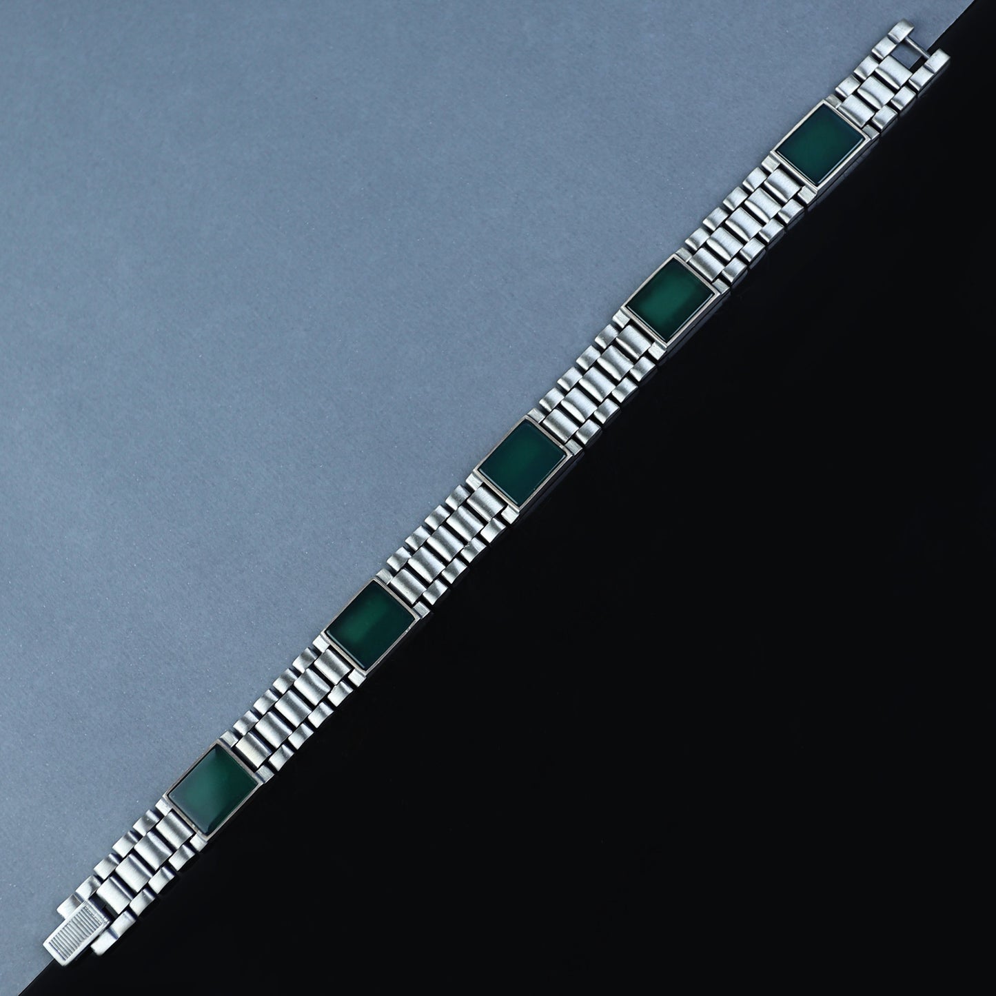 Silver Green Agate Gemstone Watch Band Bracelet