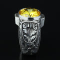 925 Sterling Silver Citrine Ring for Men – Vintage Signet Style