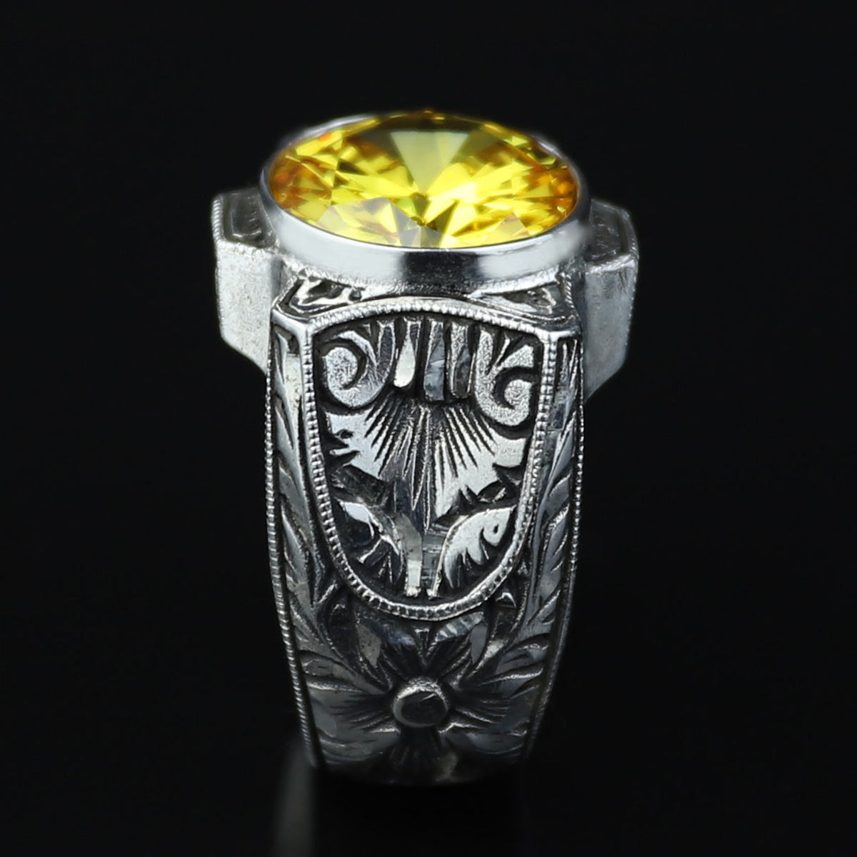 925 Sterling Silver Citrine Ring for Men – Vintage Signet Style