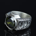 925 Sterling Silver Peridot Ring for Men – Vintage Ottoman Signet Style