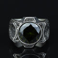 925 Sterling Silver Peridot Ring for Men – Vintage Ottoman Signet Style