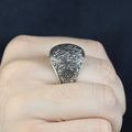 Silver Engraved Gothic Ring, Statement Engraved Signet Ring, Hand Engraved Signet Ring, Unisex Band Ring, 925k Sterling Silver