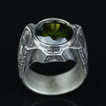 925 Sterling Silver Peridot Ring for Men – Vintage Ottoman Signet Style