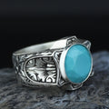 925 Sterling Silver Turquoise Ring for Men – Handmade Vintage Style