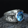 925 Sterling Silver Aquamarine Ring – Vintage Ottoman Signet Style