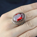 Men 925 Silver Ruby Stone Ring, Vintage Silver Red Gemstone Ruby Ring, Dark Stone Ruby Ring, Father Day Gift, Gift For Men