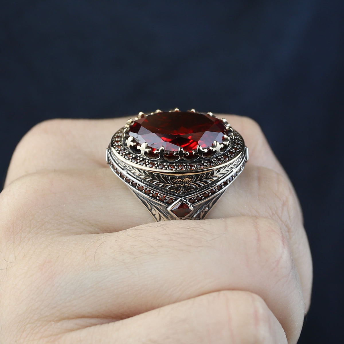 Men 925 Silver Ruby Stone Ring, Vintage Silver Red Gemstone Ruby Ring, Dark Stone Ruby Ring, Father Day Gift, Gift For Men