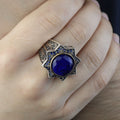Mens Blue Sapphire Ring, Star Sapphire Gemstone Ring, Turkish Handmade Ottoman Style Ring, Turkish Handmade Ring, 925 Sterling Silver
