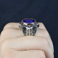 Mens Blue Sapphire Ring, Star Sapphire Gemstone Ring, Turkish Handmade Ottoman Style Ring, Turkish Handmade Ring, 925 Sterling Silver