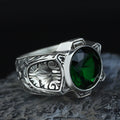 925 Sterling Silver Green Emerald Ring for Men – Handmade Vintage Style