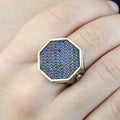 Men Blue Sapphire Stone Signet Ring, Multi Sapphire Stone Ring, Turkish Handmade Ottoman Ring , Father Day Gift, 925k Sterling Silver Ring