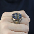 Men Blue Sapphire Stone Signet Ring, Multi Sapphire Stone Ring, Turkish Handmade Ottoman Ring , Father Day Gift, 925k Sterling Silver Ring