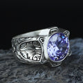 925 Sterling Silver Amethyst Ring for Men – Vintage Signet Style