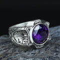 925 Sterling Silver Amethyst Ring for Men – Handmade Vintage Style