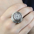 925 Silver Seal of Solomon Ring, Turquoise Stone King Solomon Signet Ring, Handmade Protection Ring, 925 Sterling Silver Ring
