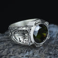 925 Sterling Silver Peridot Ring for Men – Vintage Ottoman Signet Style