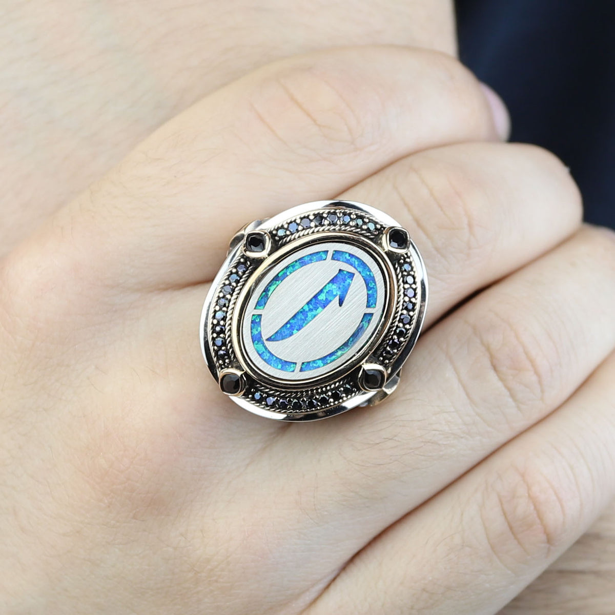 925 Sterling Silver Islamic Handmade Ring, Elif Arabic Signet Ring, Handmade Muslim Ring