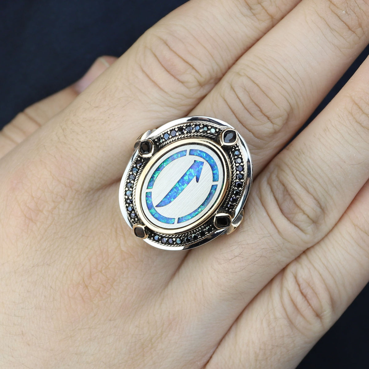 925 Sterling Silver Islamic Handmade Ring, Elif Arabic Signet Ring, Handmade Muslim Ring