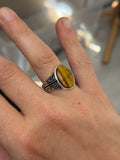 Silver Tiger Eye Gemstone Ring, Man Minimal Tiger Eye Ring, Ottoman Style Silver Ring, Men Tiger Eye Jewelry
