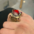 Silver Sword Figured Garnet Ring, Axe Model Men Silver Red Gemstone Ruby Ring, Vintage Ruby Ring, Father Day Gift, Anniversary Gift