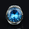 925 Sterling Silver Aquamarine Ring for Men – Vintage Ottoman Style