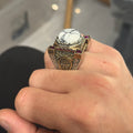Mens Handmade White Turquoise Silver Ring, Axe Figured Ottoman Style Ruby Men Ring, Father Day Gift