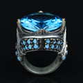 925 Sterling Silver Aquamarine Ring for Men – Vintage Ottoman Style