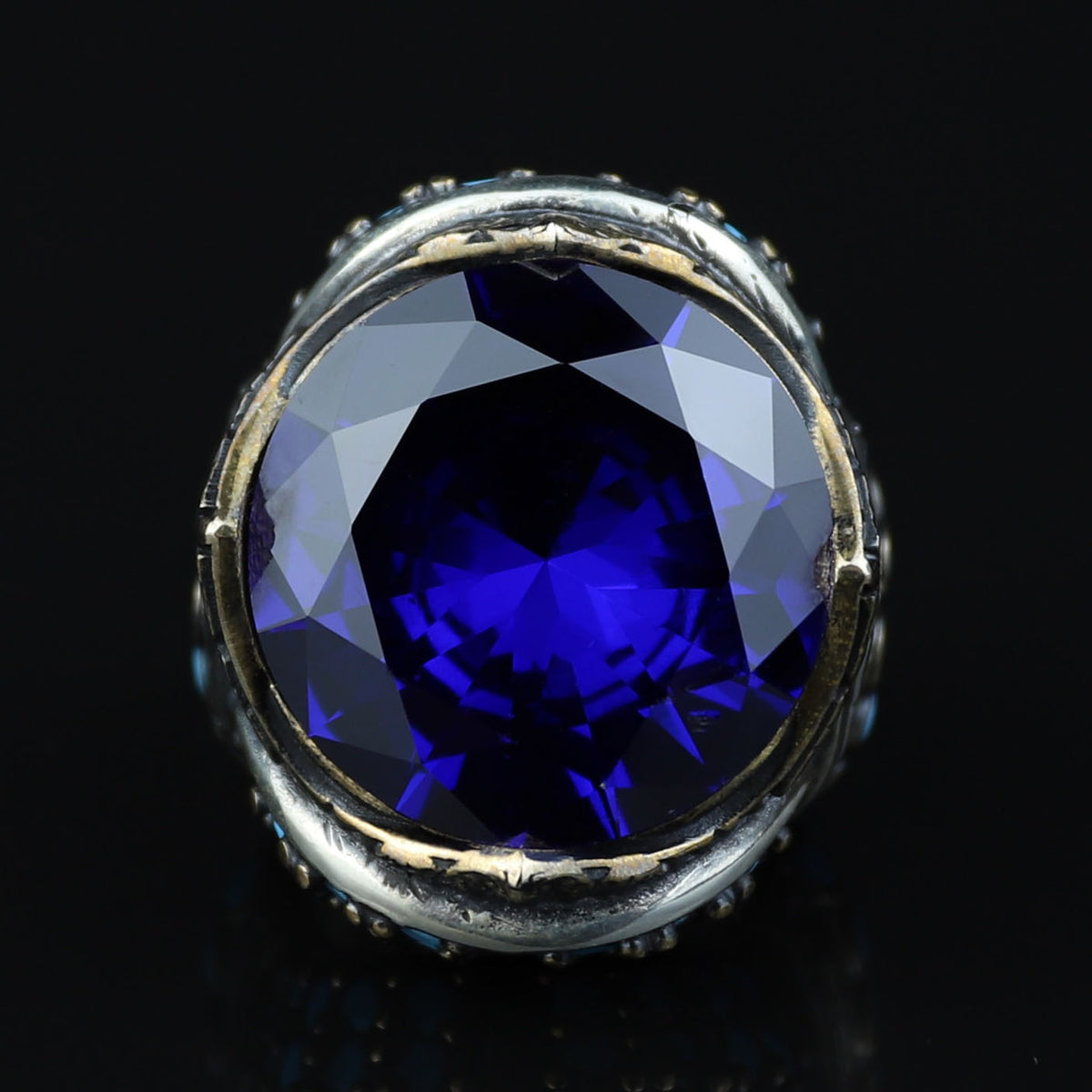 925 Sterling Silver Sapphire Ring for Men – Vintage Ottoman Style