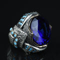 925 Sterling Silver Sapphire Ring for Men – Vintage Ottoman Style