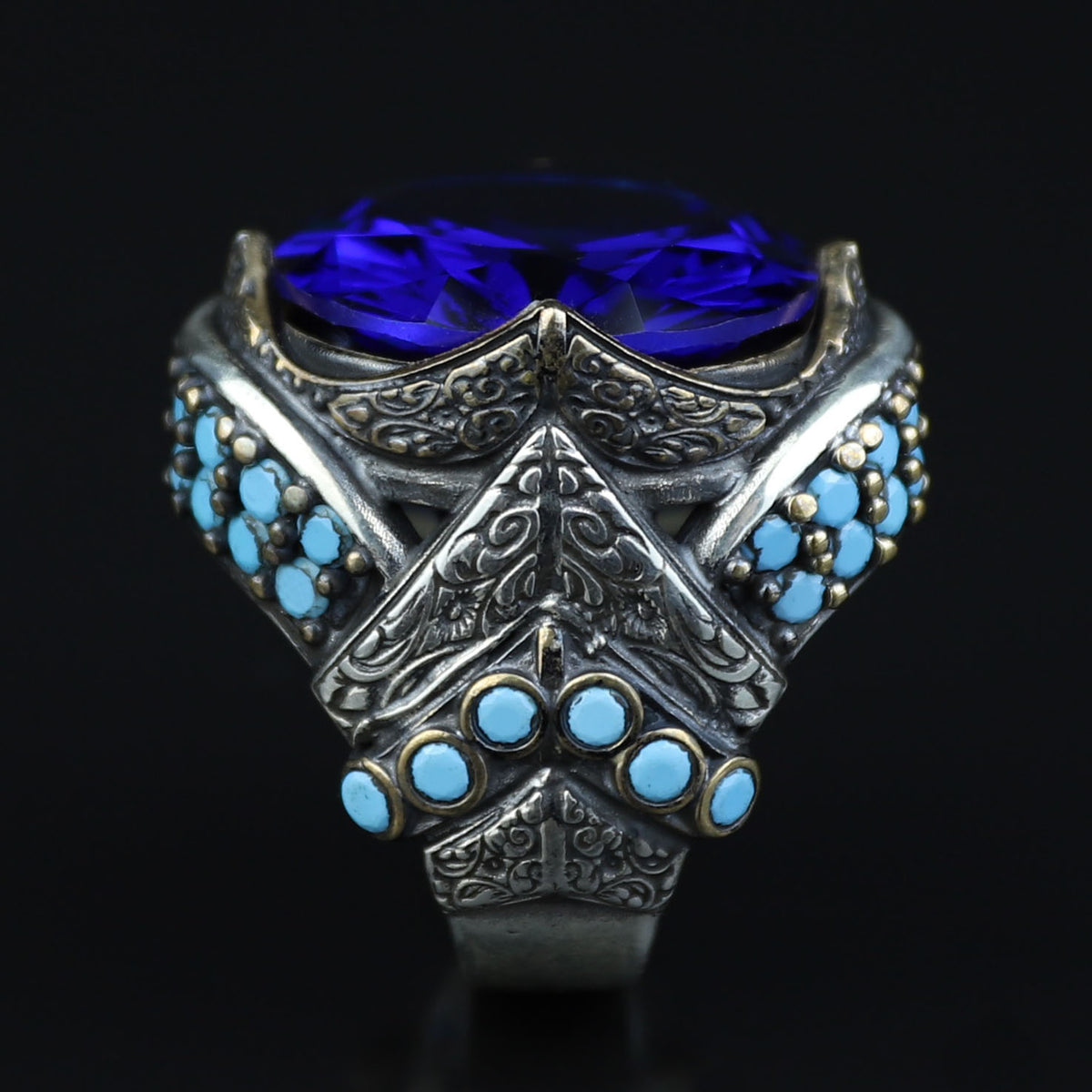 925 Sterling Silver Sapphire Ring for Men – Vintage Ottoman Style