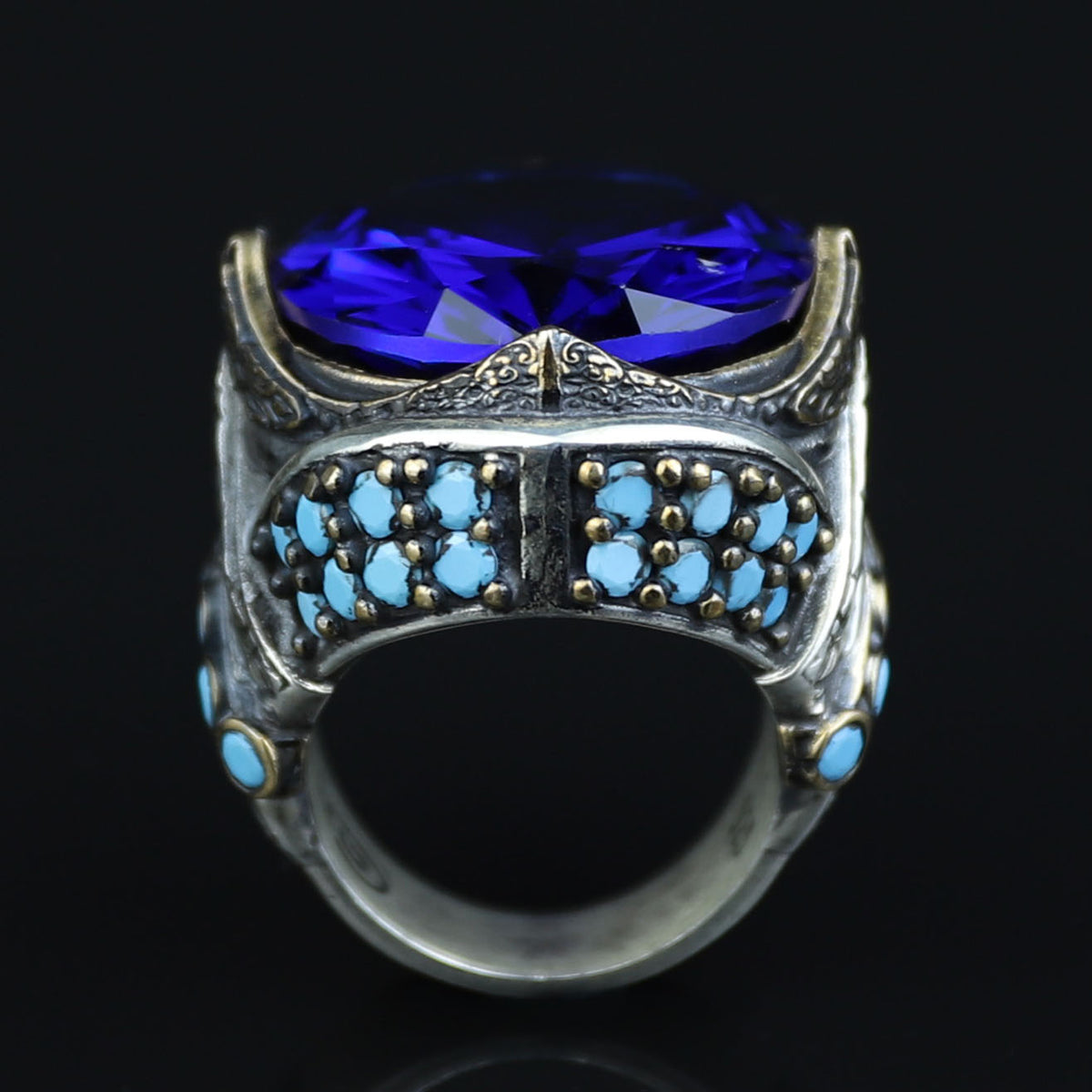 925 Sterling Silver Sapphire Ring for Men – Vintage Ottoman Style