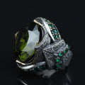 925 Sterling Silver Peridot Ring for Men – Vintage Ottoman Style