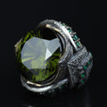 925 Sterling Silver Peridot Ring for Men – Vintage Ottoman Style