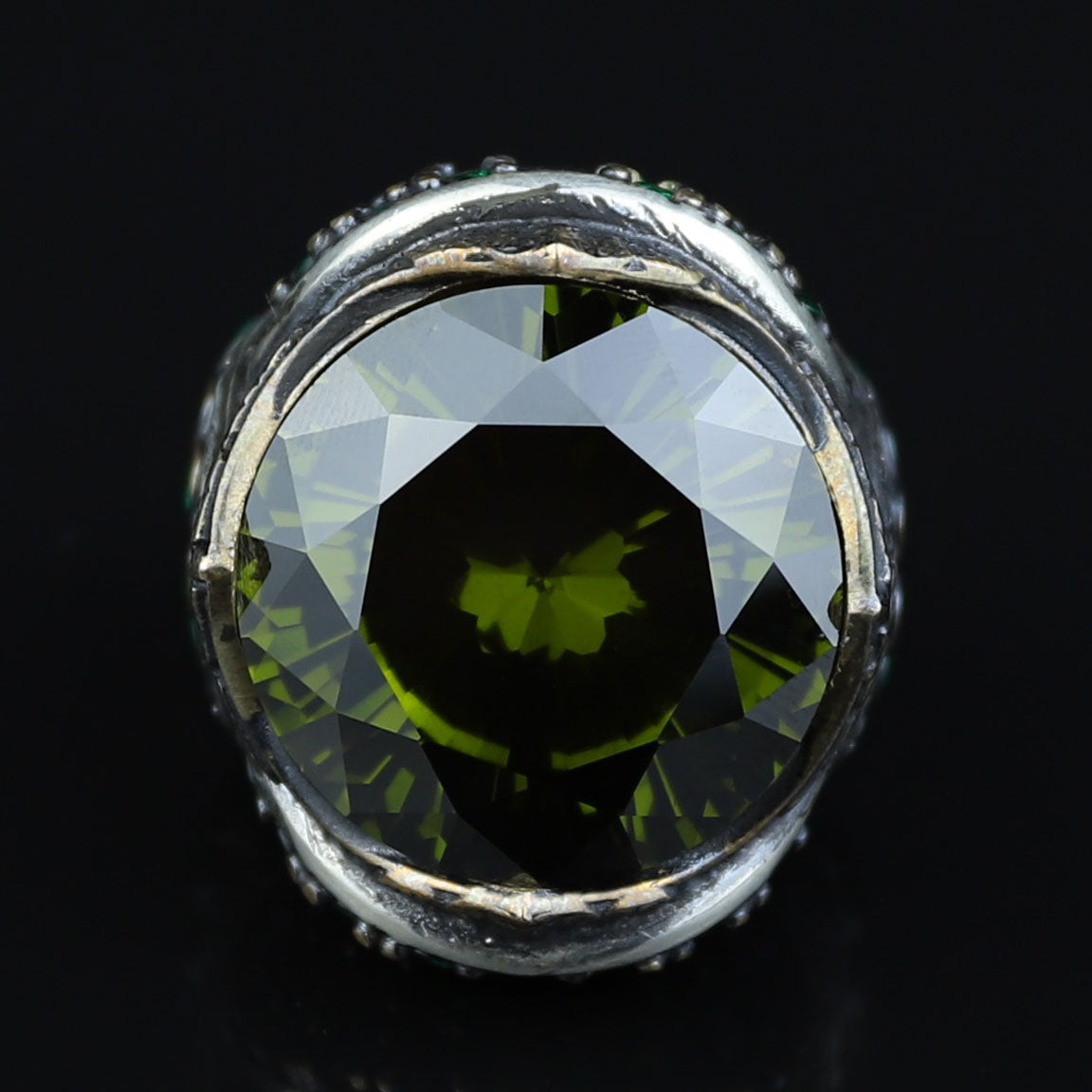 925 Sterling Silver Peridot Ring for Men – Vintage Ottoman Style