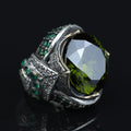 925 Sterling Silver Peridot Ring for Men – Vintage Ottoman Style