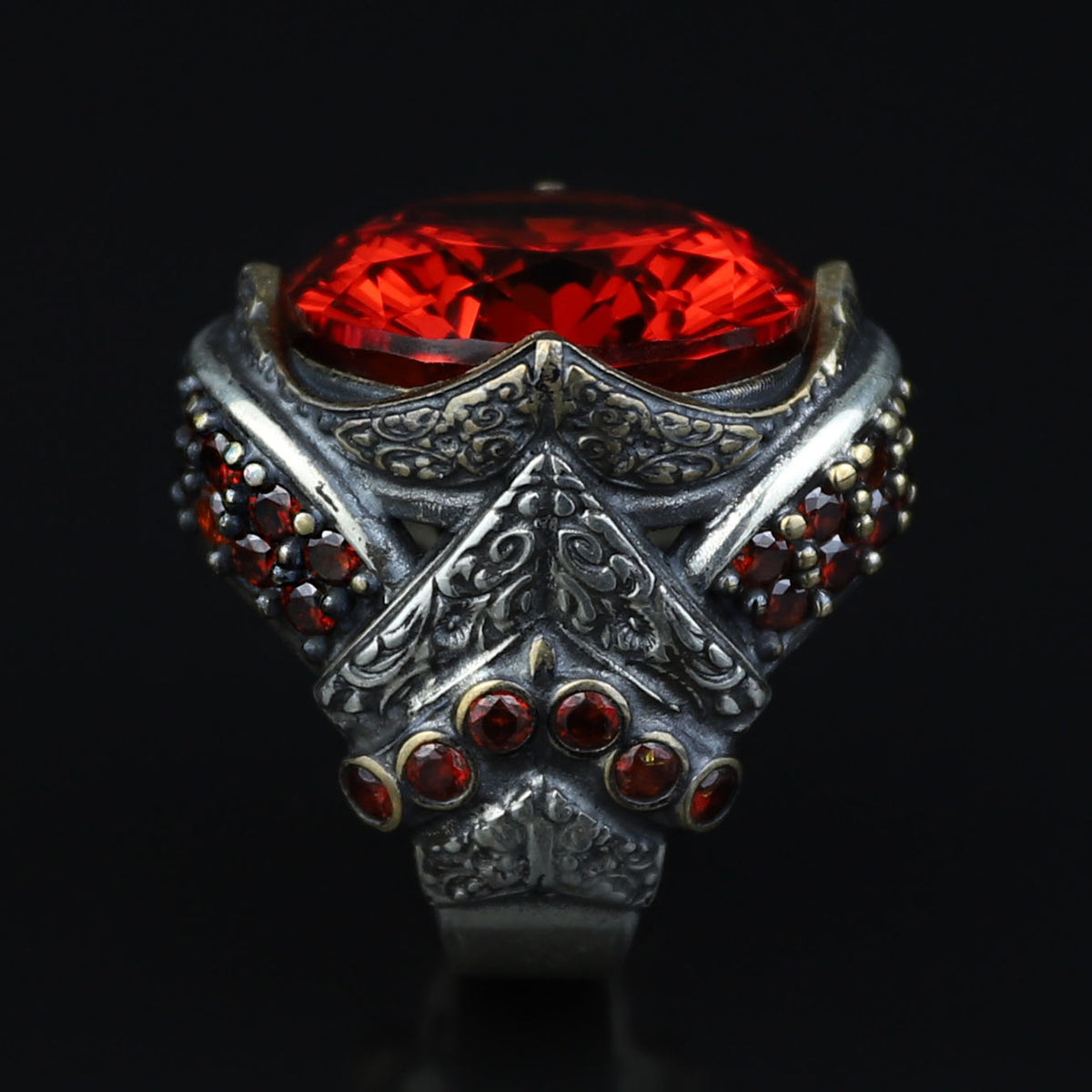 925 Sterling Silver Ruby Ring for Men – Vintage Ottoman Style