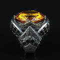 925 Sterling Silver Citrine Ring for Men – Vintage Turkish Style