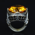 925 Sterling Silver Citrine Ring for Men – Vintage Turkish Style