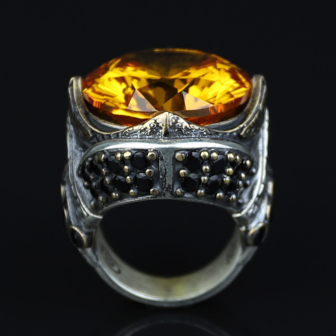 925 Sterling Silver Citrine Ring for Men – Vintage Turkish Style