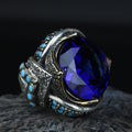 925 Sterling Silver Sapphire Ring for Men – Vintage Ottoman Style