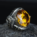 925 Sterling Silver Citrine Ring for Men – Vintage Turkish Style