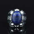 Men Handmade Natural Lapis Lazuli Gemstone Ottoman Style Engraved Ring